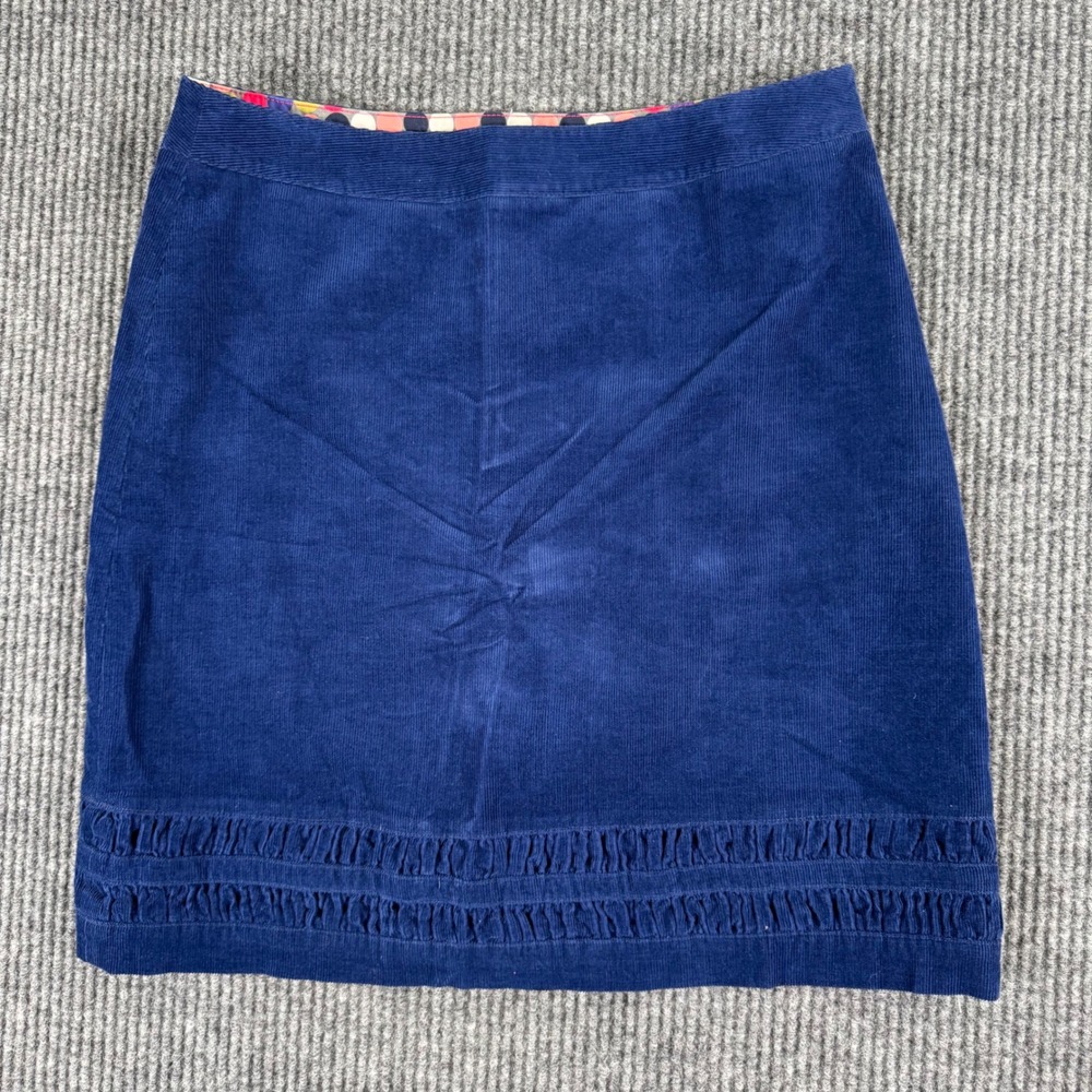 Boden Corduroy Mini Skirt Blue 30in Y2K‎ Preppy Mod Ruffle Hem Retro Fall Core